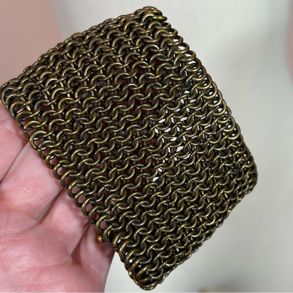 Vintage Y2K Heavy Gold Chainmail Victorian Medieval goth wide bracelet - Picture 12 of 17